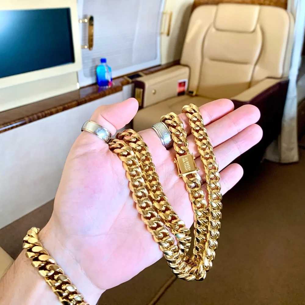 DE ROSSI CUBAN LINK 18K GOLD NEW CHAIN MADE IN ITALY *****LIFETIME WARRANTY*****